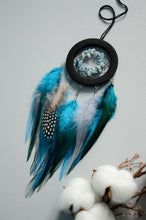 Load image into Gallery viewer, small blue dream catcher with natural aquamarine