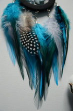 Load image into Gallery viewer, small blue dream catcher with natural aquamarine