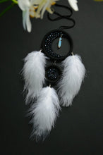 Load image into Gallery viewer, black white dreamcatcher with crescent