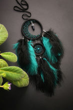 Load image into Gallery viewer, green black dream catcher with aventurine crystal