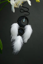 Load image into Gallery viewer, black white dreamcatcher with crescent