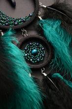 Load image into Gallery viewer, green black dream catcher with aventurine crystal