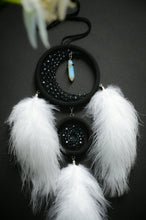 Load image into Gallery viewer, black white dreamcatcher with crescent