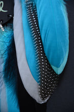 Load image into Gallery viewer, Black turquoise gray blue dream catcher with zodiac sign