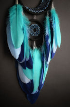 Load image into Gallery viewer, Black blue dream catcher with moonstone crystal