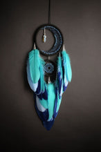 Load image into Gallery viewer, Black blue dream catcher with moonstone crystal