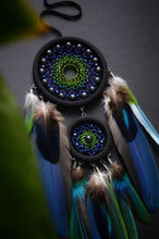 Load image into Gallery viewer, Small colorful dream catcher with parrot feathers