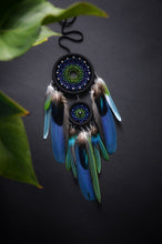 Load image into Gallery viewer, Small colorful dream catcher with parrot feathers