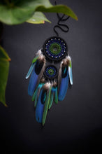 Load image into Gallery viewer, Small colorful dream catcher with parrot feathers