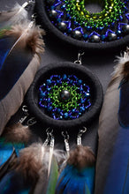 Load image into Gallery viewer, Small colorful dream catcher with parrot feathers