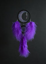 Load image into Gallery viewer, Purple dream catcher with amethyst crystal