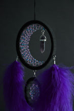 Load image into Gallery viewer, Purple dream catcher with amethyst crystal