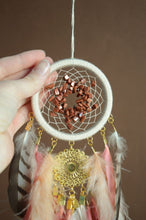 Load image into Gallery viewer, Pink dream catcher with golden aventurine