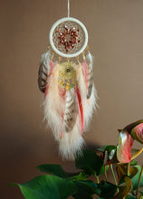 Load image into Gallery viewer, Pink dream catcher with golden aventurine