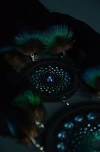 Load image into Gallery viewer, Black dream catcher with peacock feathers