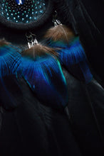 Load image into Gallery viewer, Black dream catcher with peacock feathers