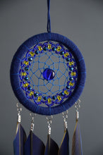 Load image into Gallery viewer, Small Blue and Yellow Dream Catcher