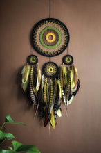 Load image into Gallery viewer, Large black brown yellow dream catcher