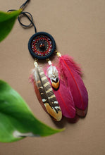 Load image into Gallery viewer, Small red dream catcher for car