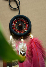 Load image into Gallery viewer, Small red dream catcher for car
