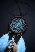 Load image into Gallery viewer, mini brown blue dream catcher for car
