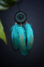 Load image into Gallery viewer, Mini brown teal dream catcher