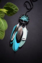 Load image into Gallery viewer, mini black blue dream catcher with a tree of life
