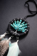 Load image into Gallery viewer, mini black blue dream catcher with a tree of life