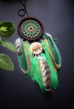 Load image into Gallery viewer, brown green dream catcher with bear totem animal
