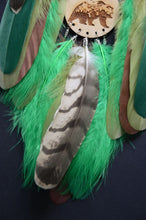Load image into Gallery viewer, brown green dream catcher with bear totem animal