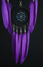 Load image into Gallery viewer, black purple dream catcher with crystal
