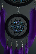 Load image into Gallery viewer, black purple dream catcher with crystal
