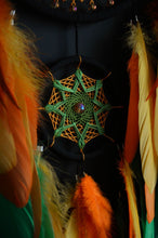 Load image into Gallery viewer, large orange green dream catcher