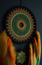 Load image into Gallery viewer, large orange green dream catcher