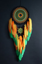Load image into Gallery viewer, large orange green dream catcher