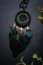 Load image into Gallery viewer, Small black with green tint dream catcher