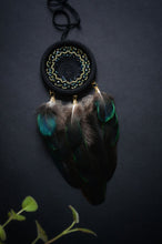 Load image into Gallery viewer, Small black with green tint dream catcher