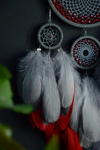 Load image into Gallery viewer, large gray red dream catcher