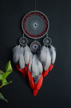 Load image into Gallery viewer, large gray red dream catcher