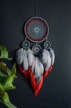 Load image into Gallery viewer, large gray red dream catcher
