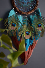 Load image into Gallery viewer, dream catcher with peacock feathers
