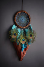 Load image into Gallery viewer, dream catcher with peacock feathers
