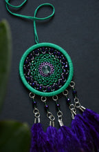 Load image into Gallery viewer, mini green purple dream catcher