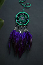 Load image into Gallery viewer, mini green purple dream catcher