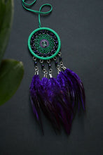 Load image into Gallery viewer, mini green purple dream catcher