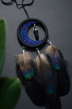 Load image into Gallery viewer, small black blue dream catcher