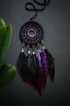 Load image into Gallery viewer, small black purple dreamcatcher