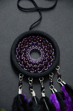 Load image into Gallery viewer, small black purple dreamcatcher