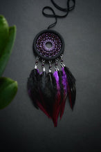 Load image into Gallery viewer, small black purple dreamcatcher