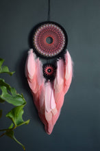 Load image into Gallery viewer, large black pink peach coral dream catcher